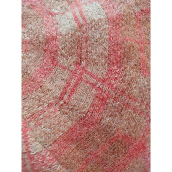 Vintage Wool Plaid Beret Hat With Red & Beige Check Pattern For Women, NWT - Picture 3 of 5
